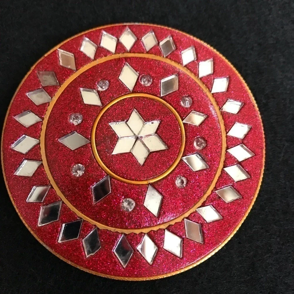 Four small compact makeup purse mirrors Red Glitter Diamond Crystals Hearts - Picture 2 of 16